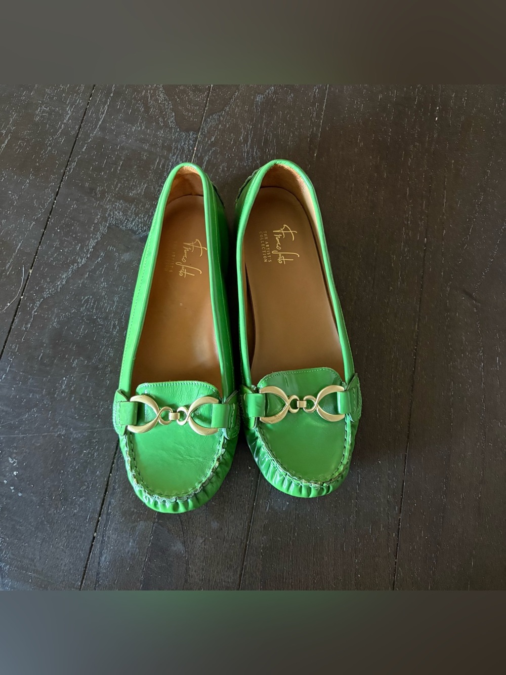 Franco Sarto‎ Kelly Green Patent Leather Driving Loafers Colorful Women’s 8M